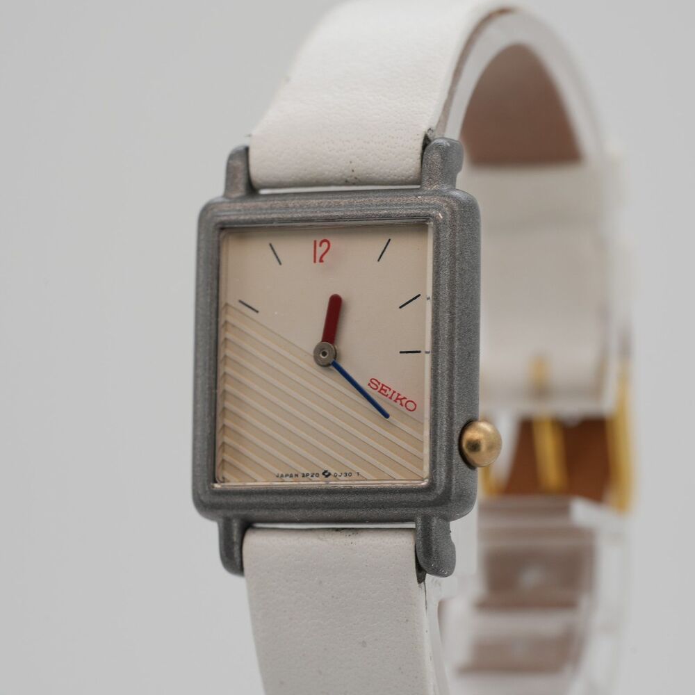 Seiko 2P20-5F4A Tank Watch Quartz 20mm Neo Vintage White Dial Serviced Running